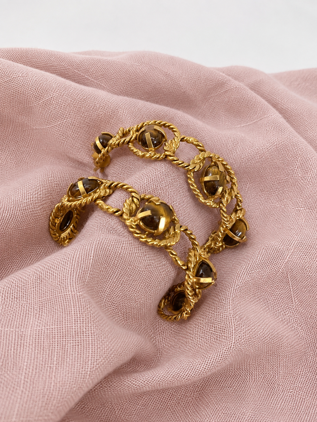 Tiger Eye Hoop Earrings