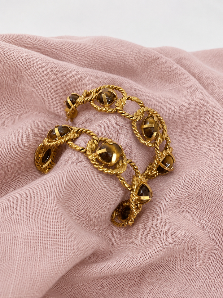 Tiger Eye Hoop Earrings