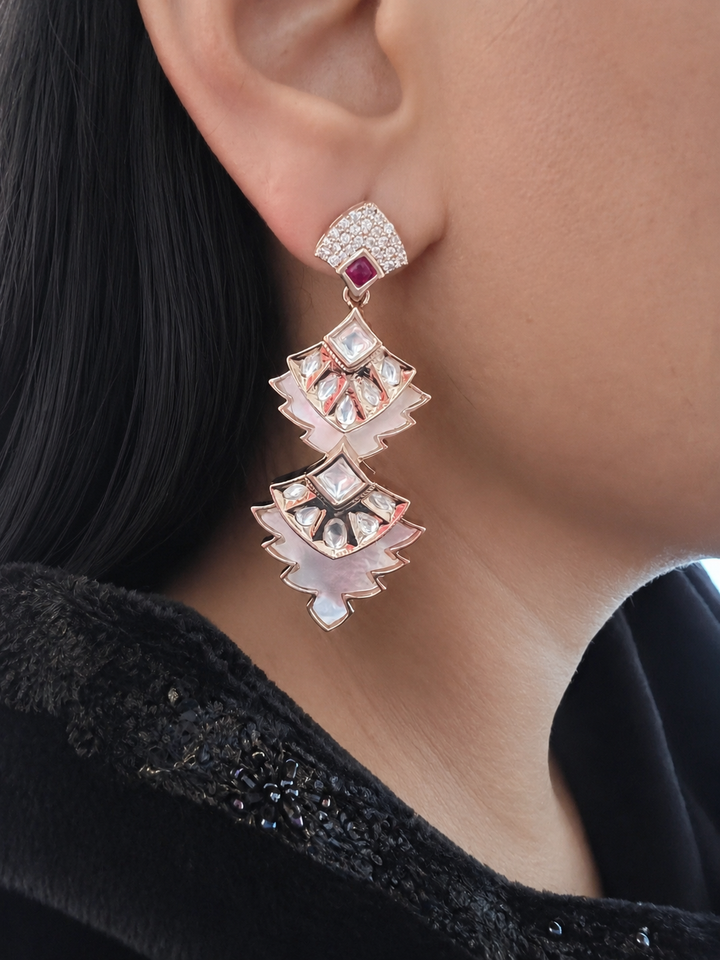 Kundan Mother of Pearl Dangle Earrings