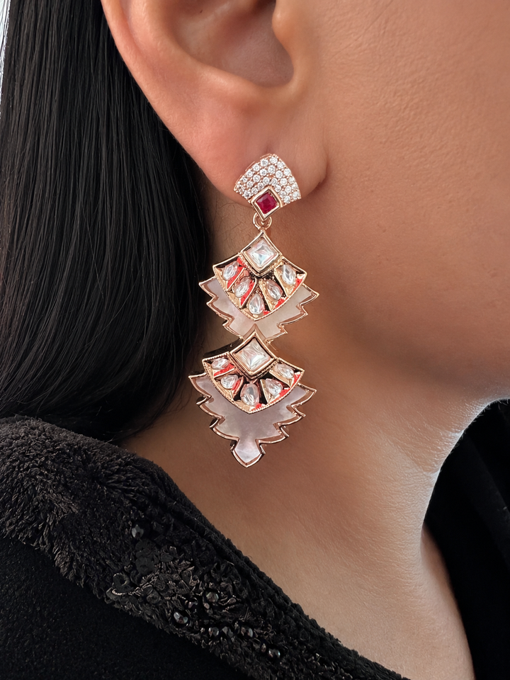 Kundan Mother of Pearl Dangle Earrings