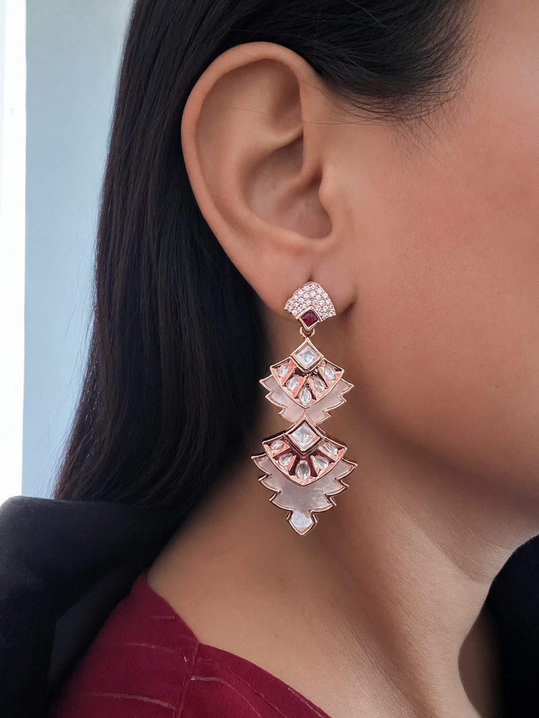 Kundan Mother of Pearl Dangle Earrings