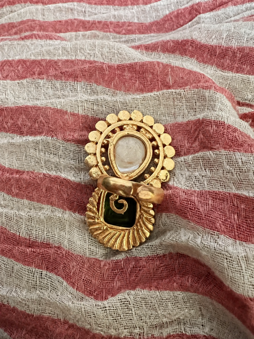 Handcrafted Pearl & Green Quartz Statement Ring