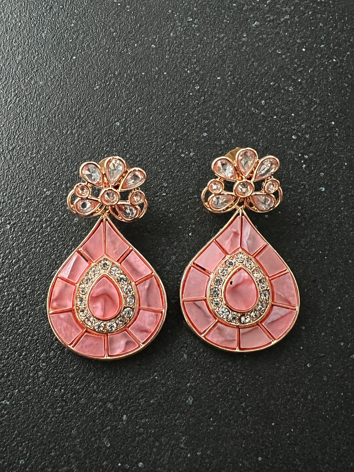 Handcrafted Ceramic Teardrop Earrings in Rose Gold Polish