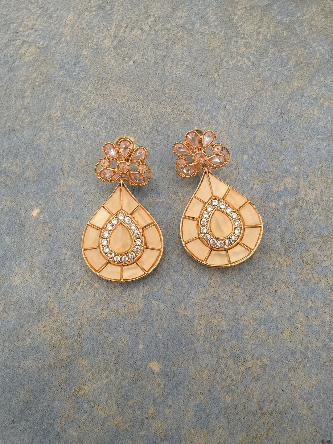 Handcrafted Ceramic Teardrop Earrings in Rose Gold Polish