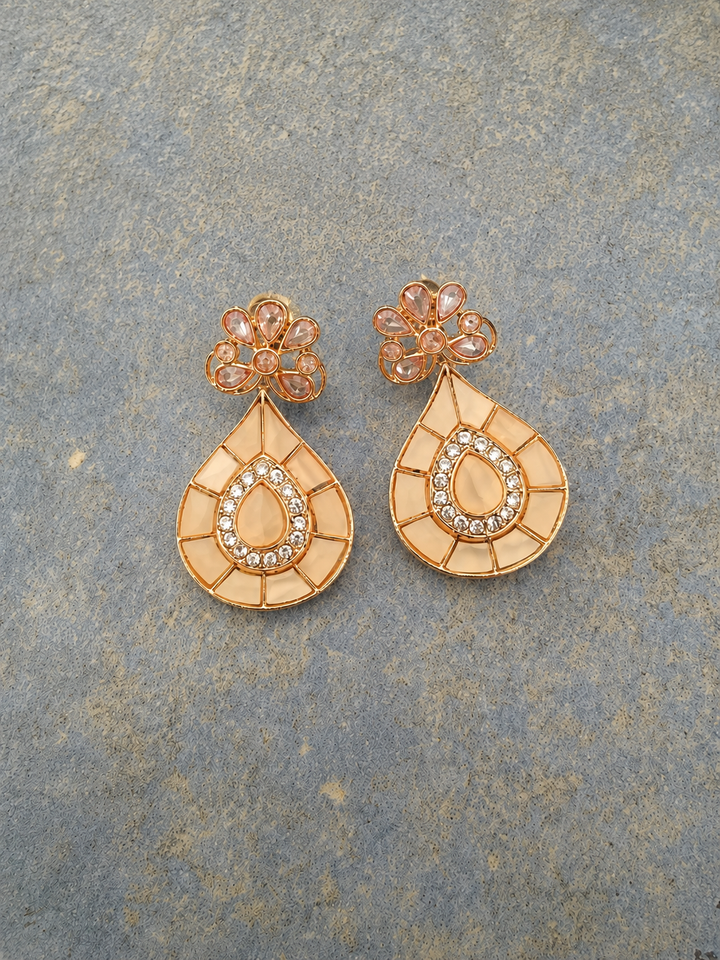 Handcrafted Ceramic Teardrop Earrings in Rose Gold Polish