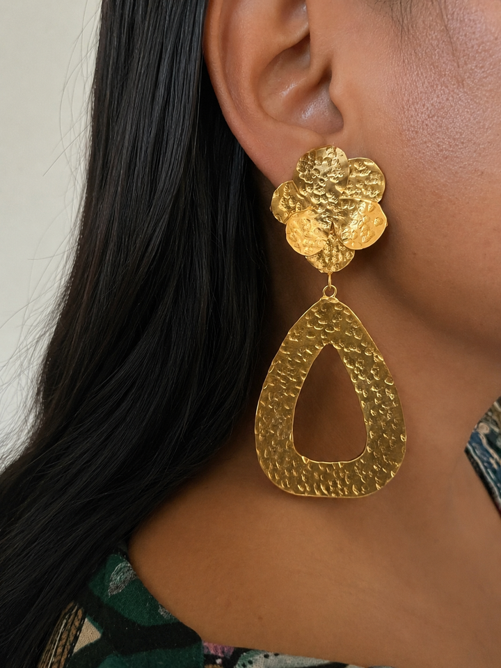 Statement Hammered Long Danglers