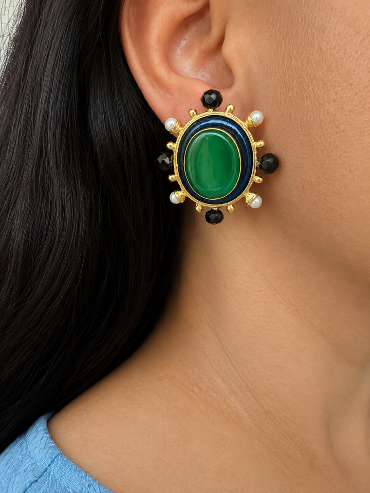 Statement Pearl and Stone Studs
