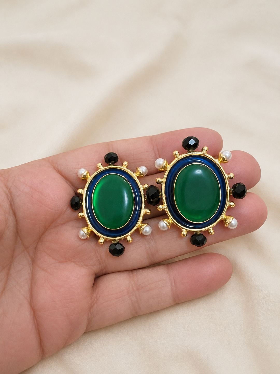 Statement Pearl and Stone Studs