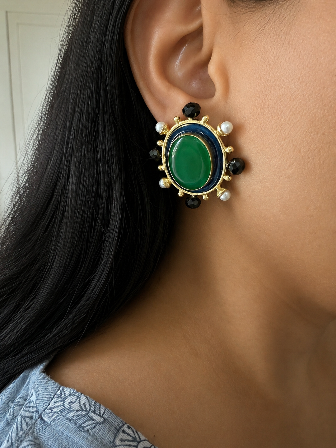 Statement Pearl and Stone Studs