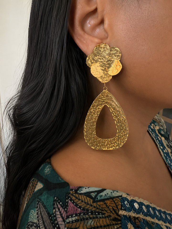 Statement Hammered Long Danglers