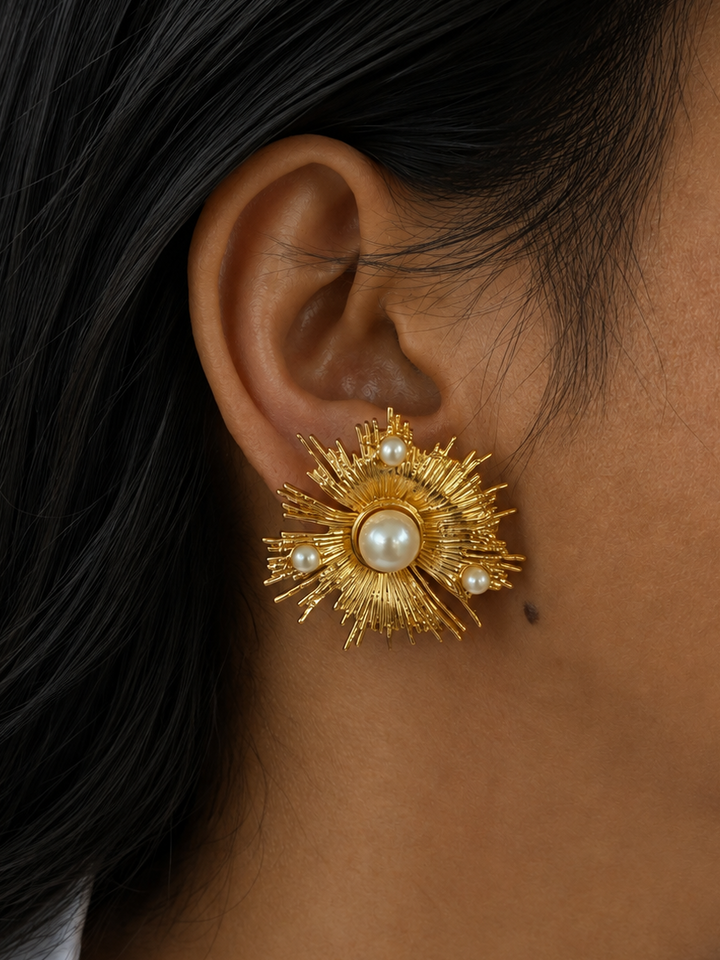 Sunburst Pearls Studs