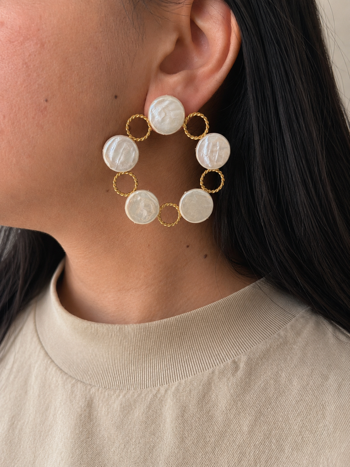 Designer Coin Pearl Earrings