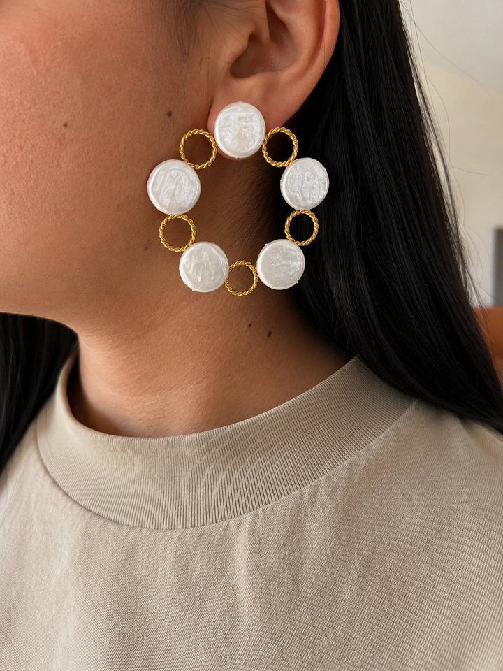 Designer Coin Pearl Earrings