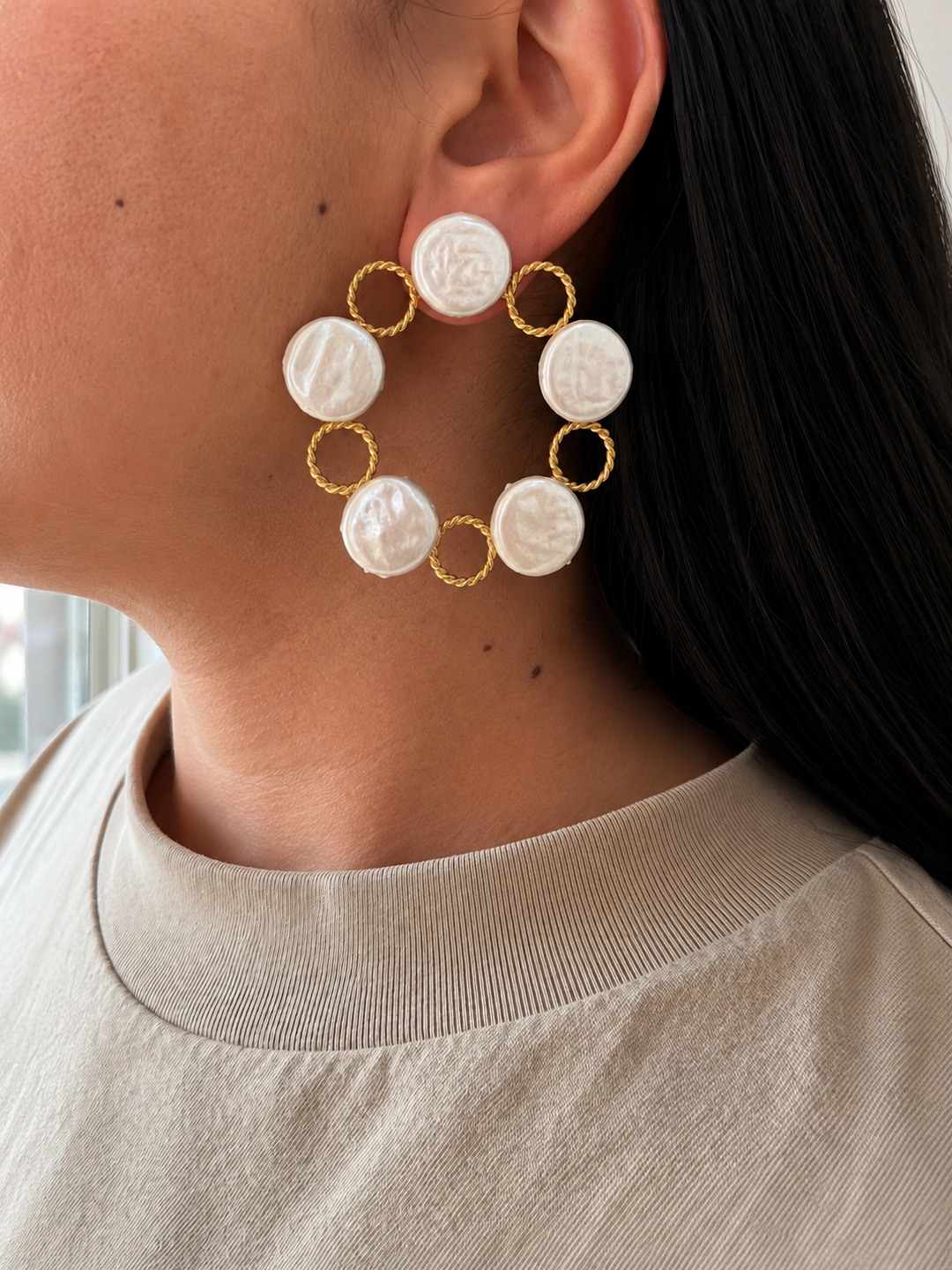 Designer Coin Pearl Earrings