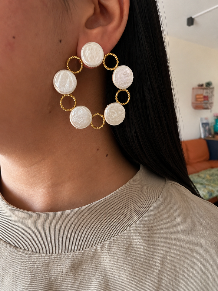 Designer Coin Pearl Earrings