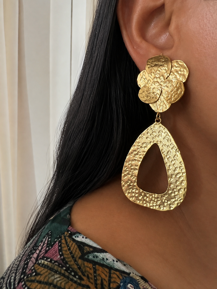 Statement Hammered Long Danglers