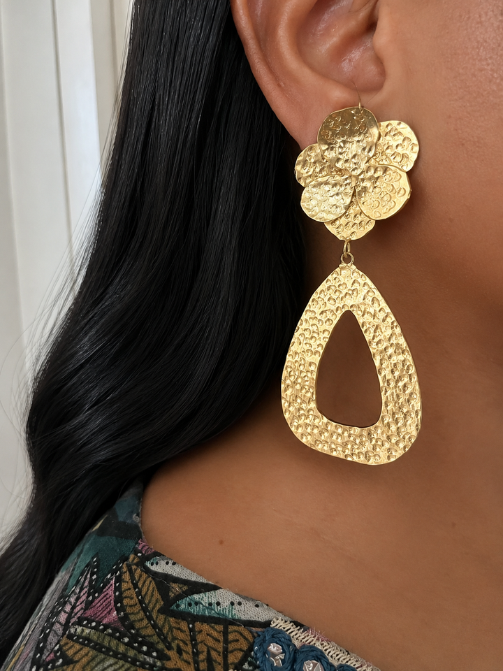 Statement Hammered Long Danglers