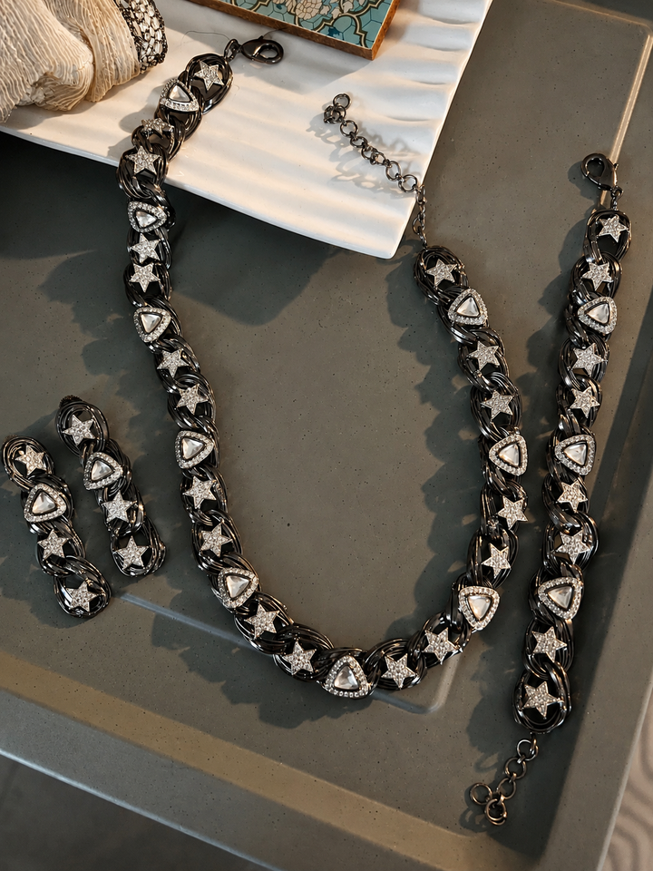 Designer Embellished Necklace Set with Bracelet - Unmatched Quality and Style