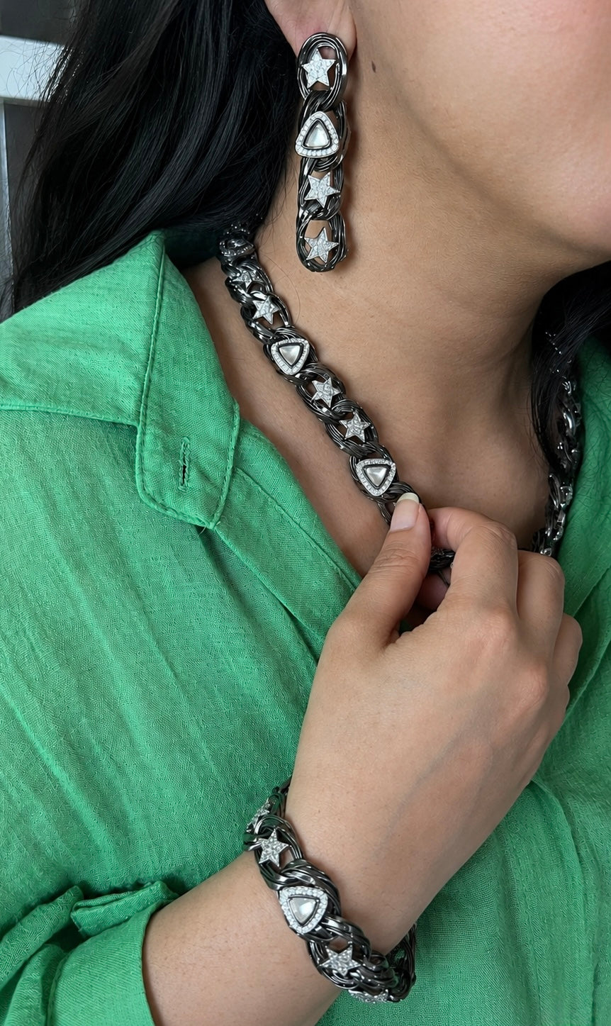 Designer Embellished Necklace Set with Bracelet - Unmatched Quality and Style