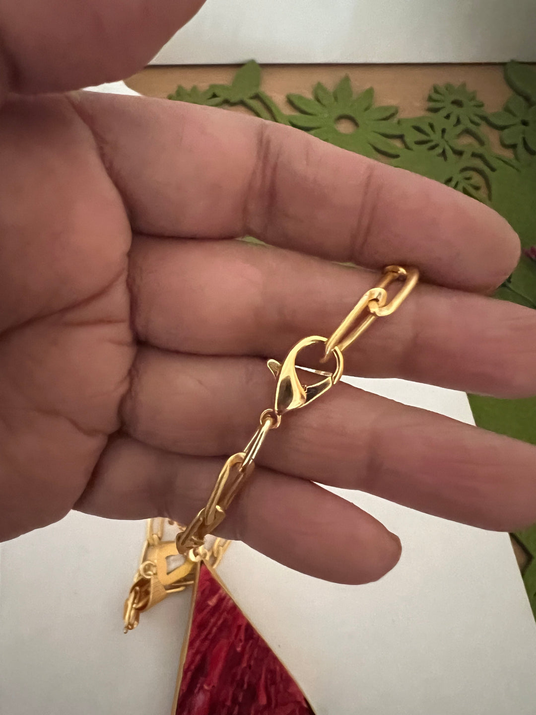 Natural Coral and Baroque Pendant Necklace