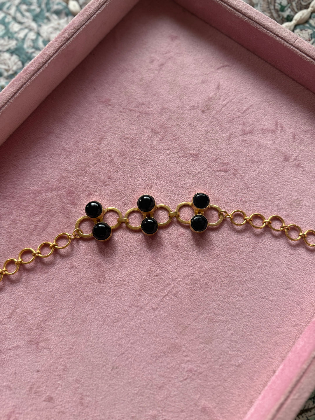 Handmade Black Onyx Statement Necklace | Gold Polish Brass Adjustable Necklace by SHIVKA