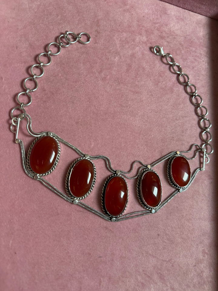 Statement Red Onyx Gemstone Choker / One-of-a-kind Jewelry/ Indian Choker