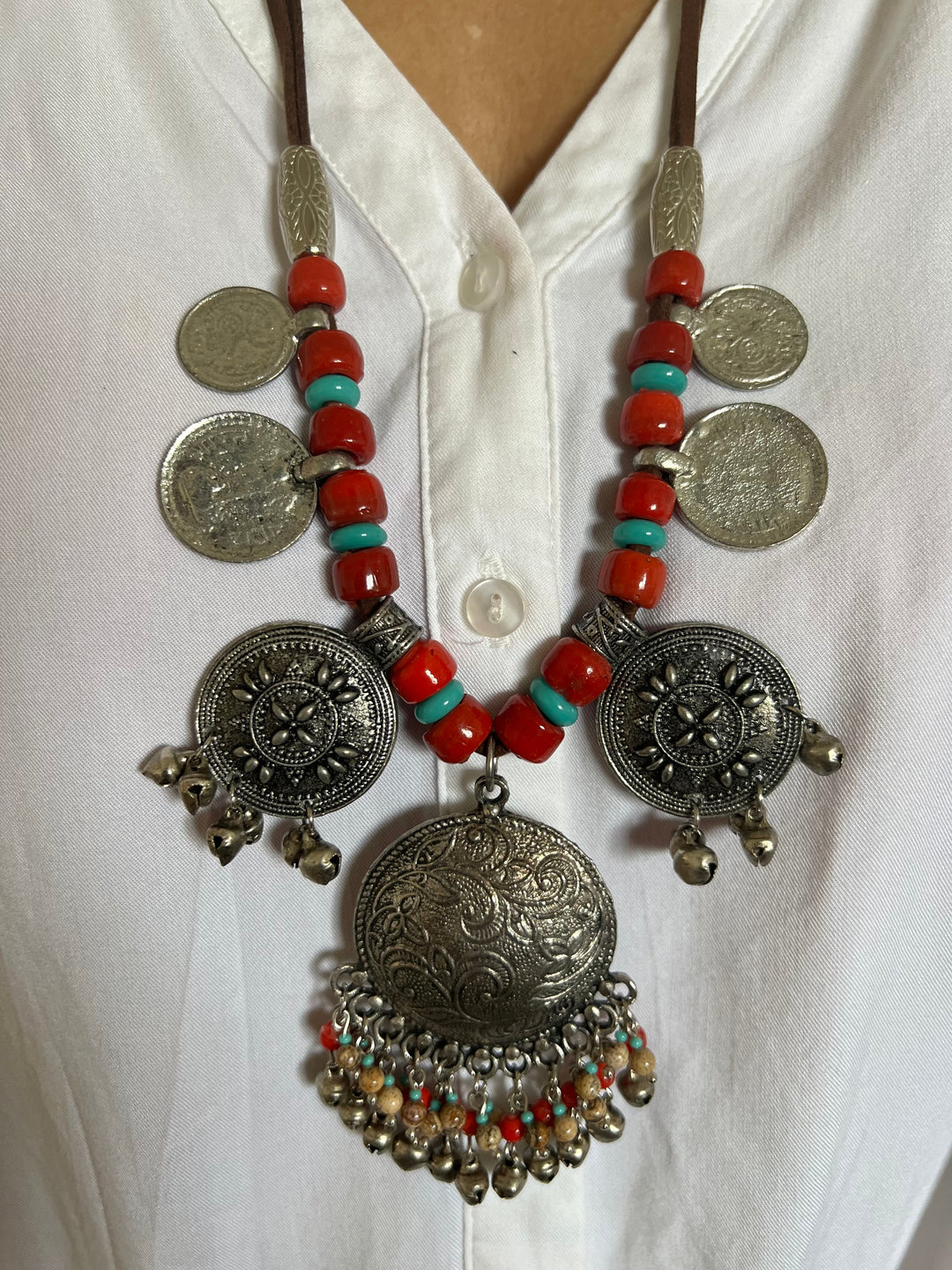 Coral Tribal Necklace