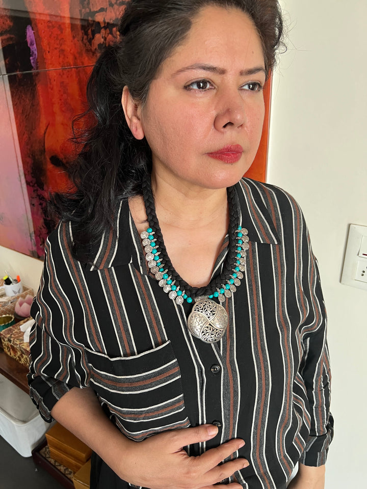 Silver Turquoise Tribal Necklace