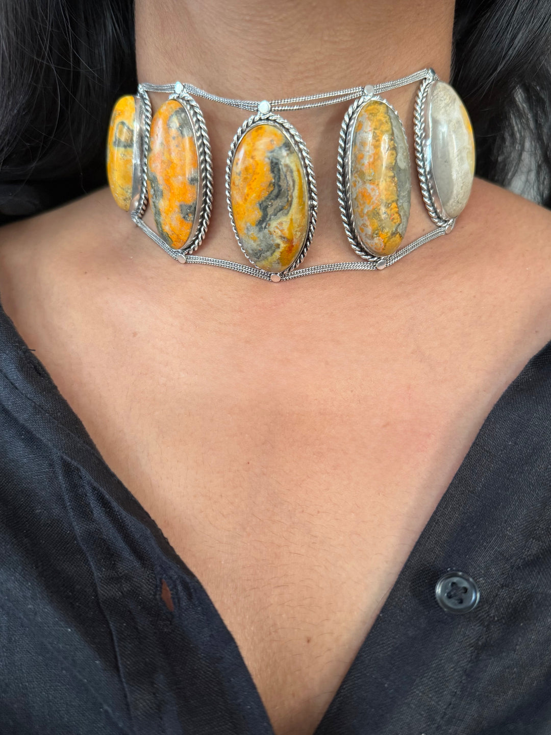 Statement Bumblebee Jasper Choker / One-of-a-kind Jewelry/ Indian Choker