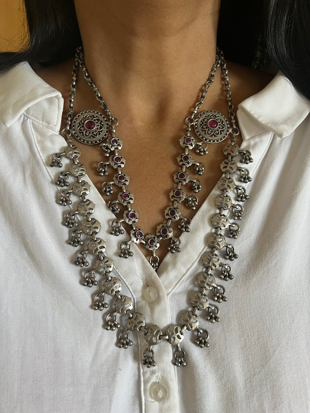 Vintage Pure 925 Silver Necklace with Earrings