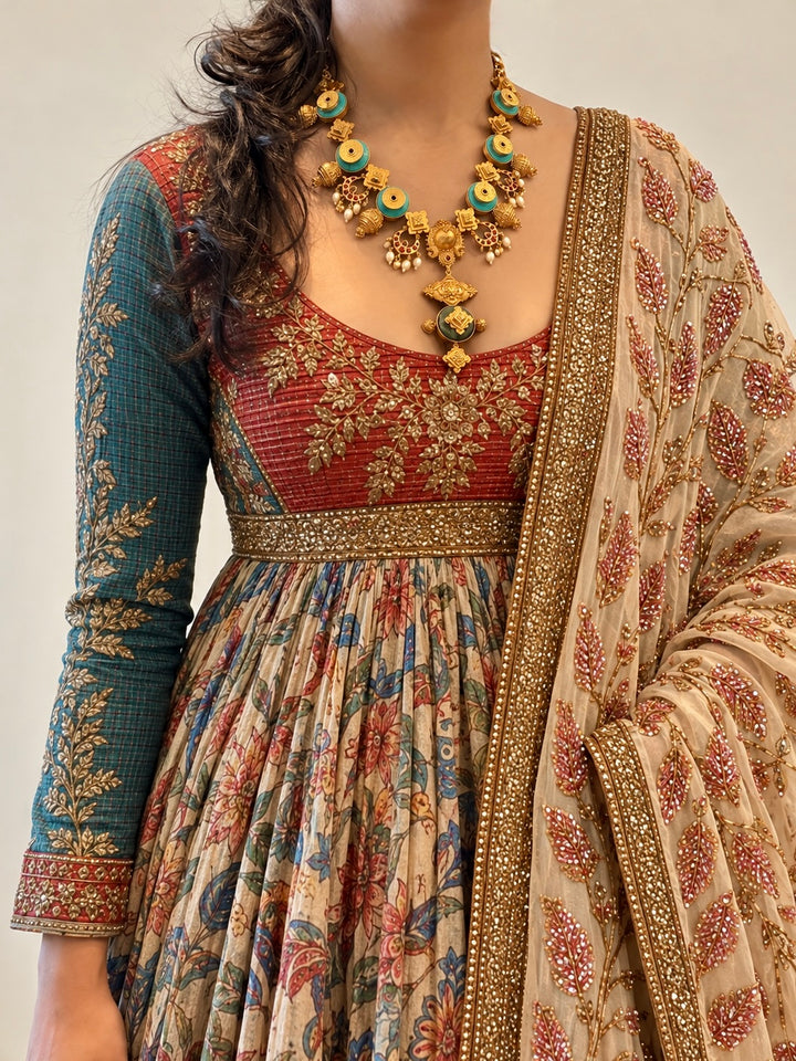 Turquoise Pearl Kundan 925 Silver Necklace