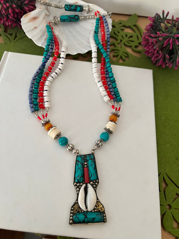 Statement Multicoloured Pendant Necklace