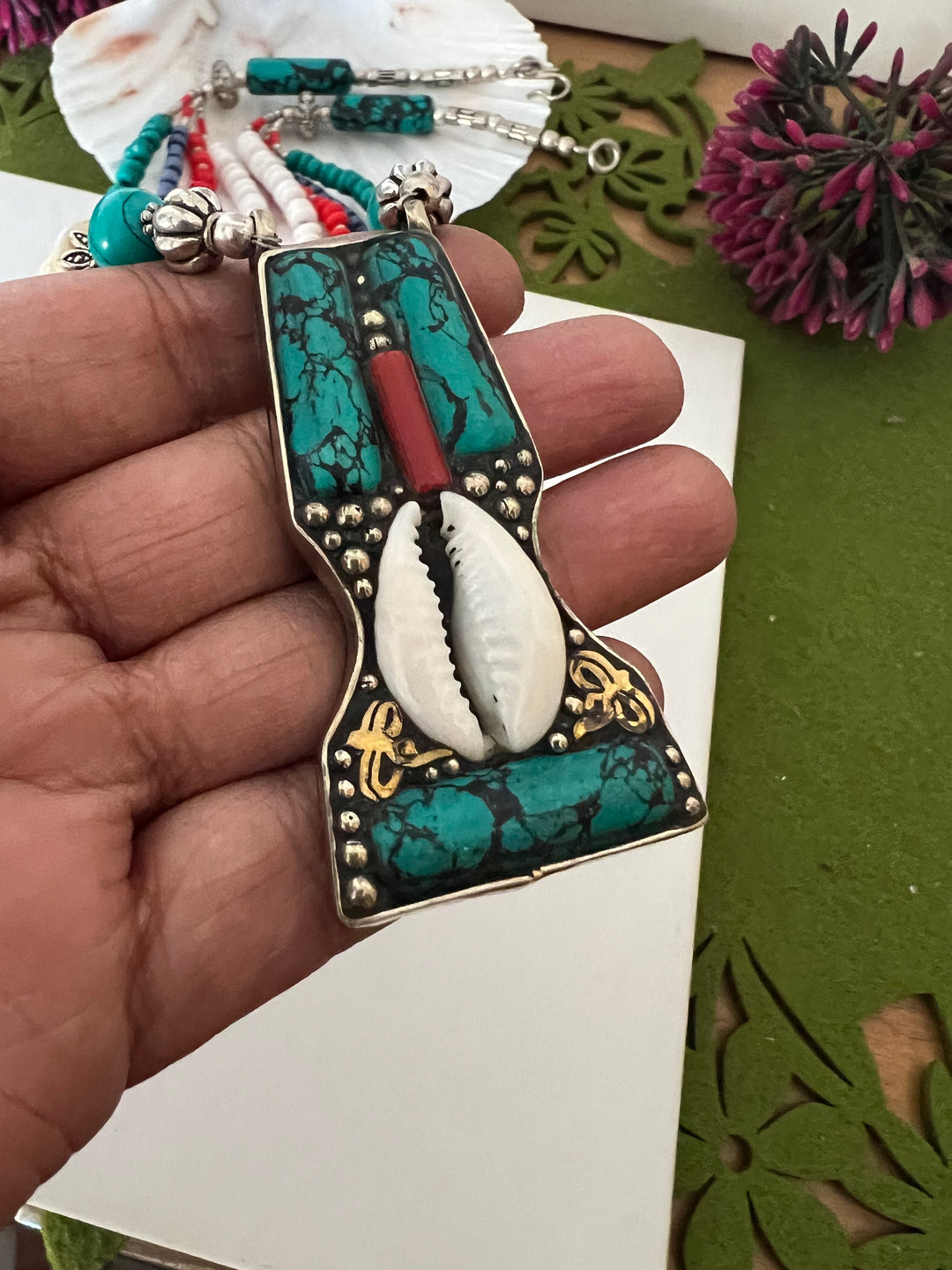 Statement Multicoloured Pendant Necklace