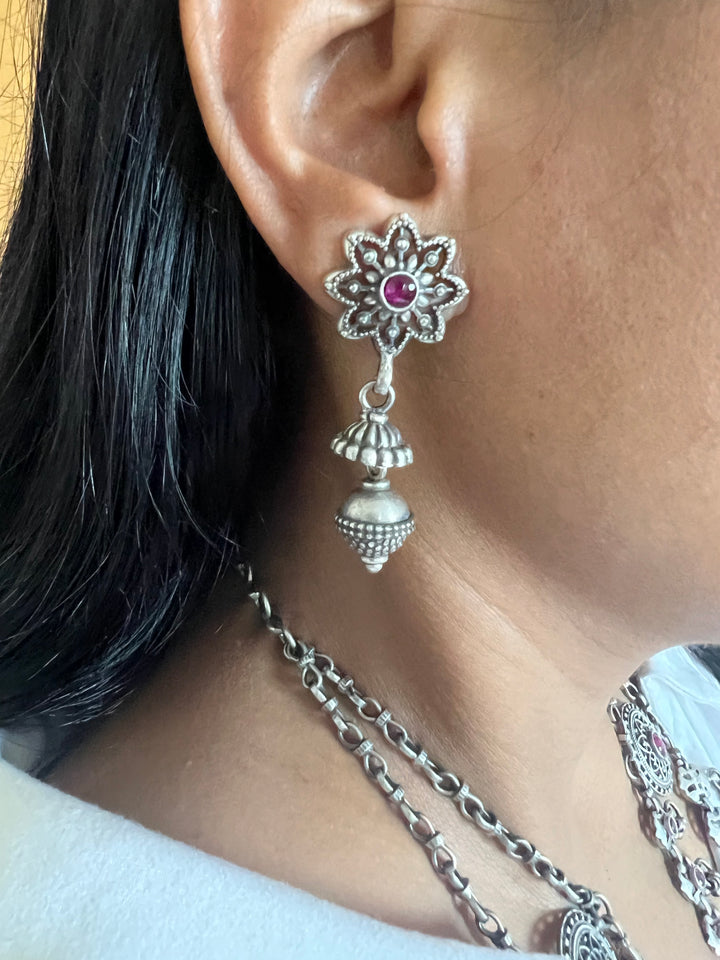 Vintage Pure 925 Silver Necklace with Earrings