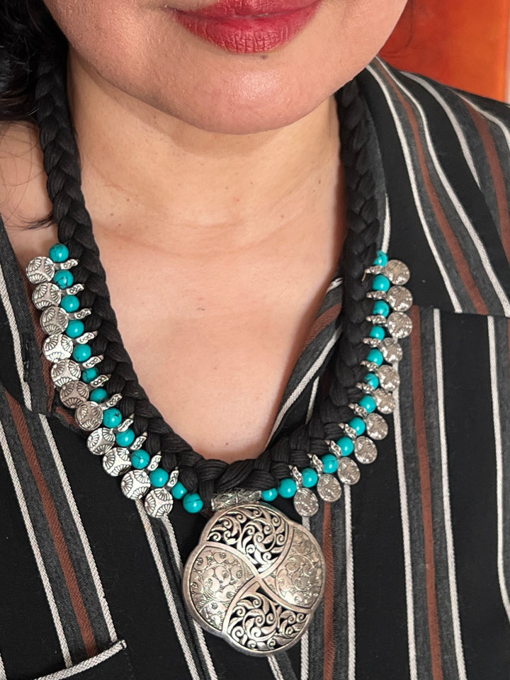 Silver Turquoise Tribal Necklace