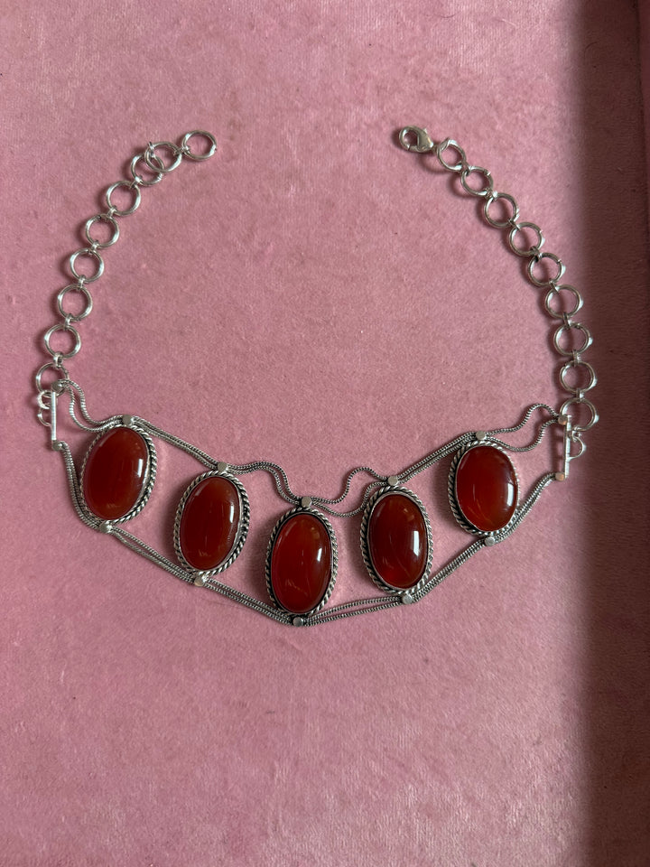 Statement Red Onyx Gemstone Choker / One-of-a-kind Jewelry/ Indian Choker
