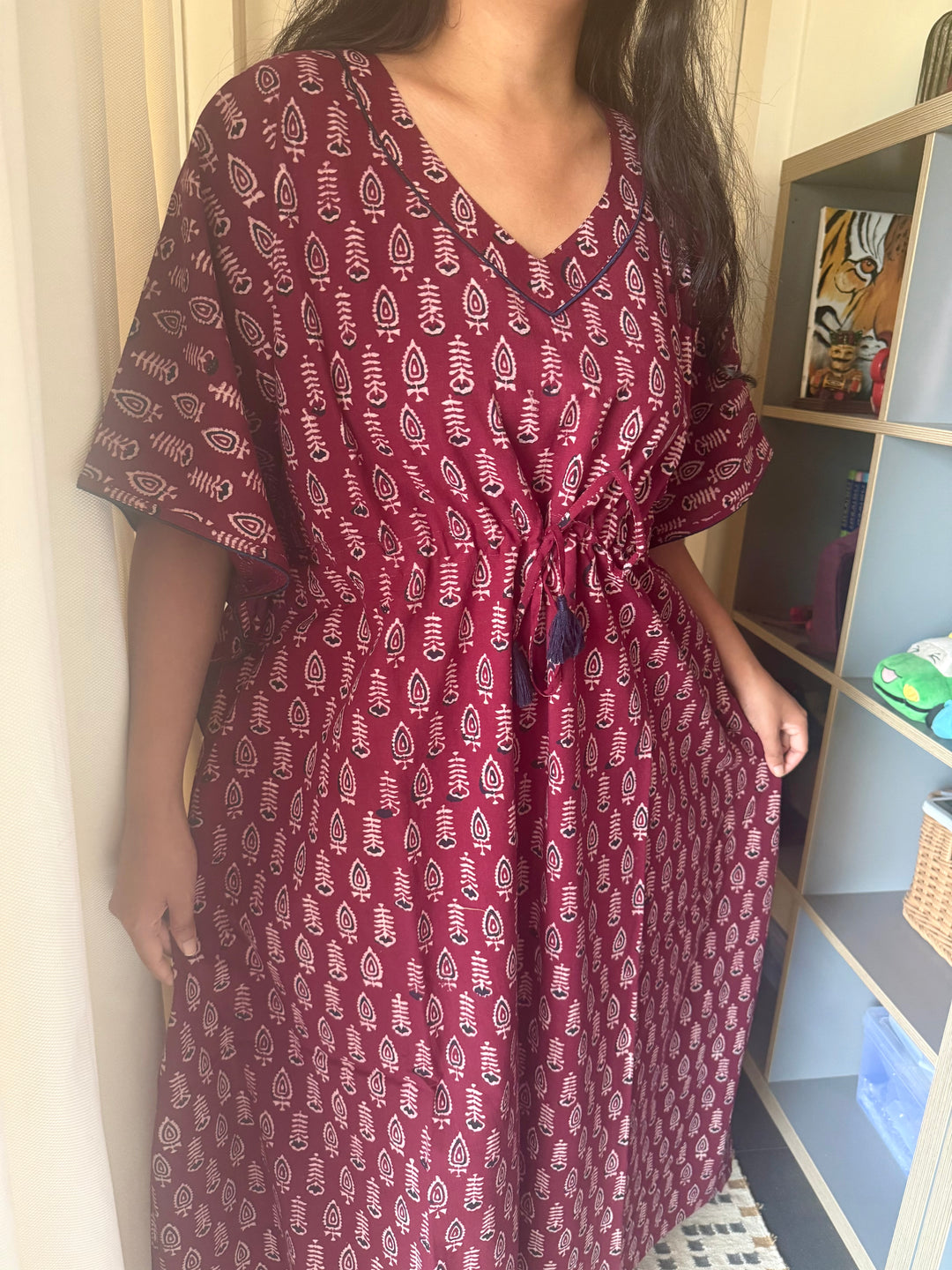 100% Cotton Kaftan: Indian Print Loungewear