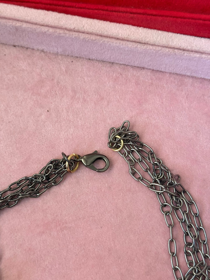 Handmade Raw Druzy Stone Statement Choker | Dual Tone Brass Adjustable Lobster Claw Necklace