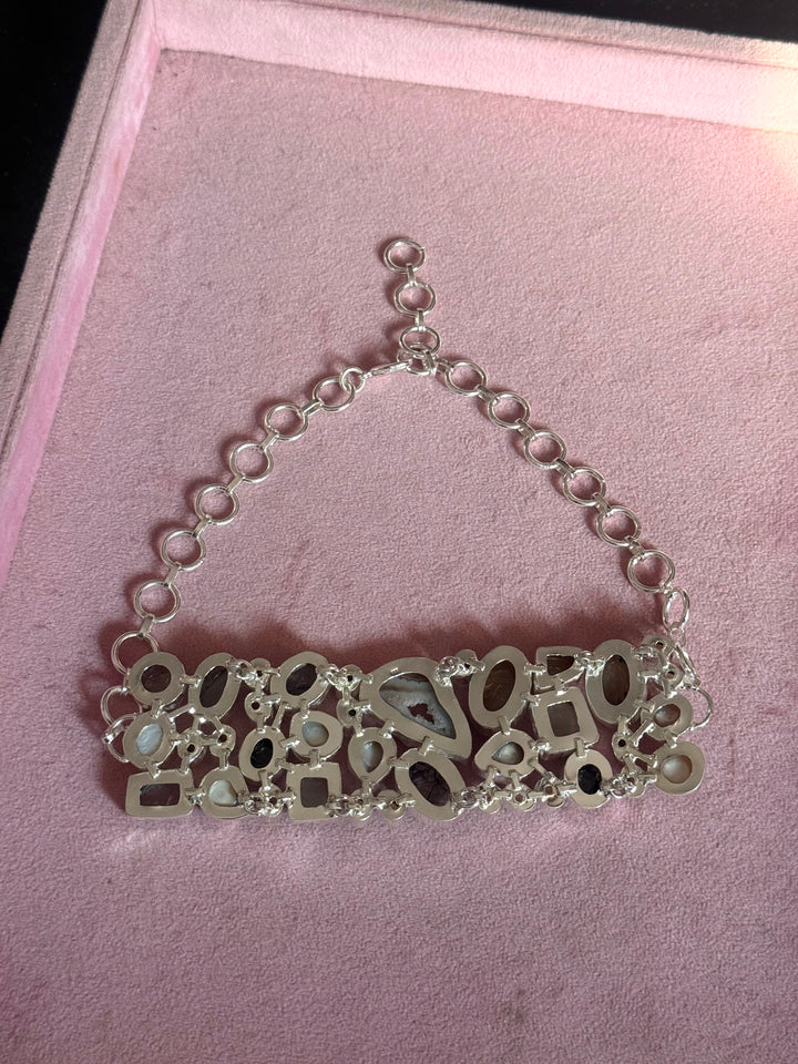 Statement Choker – Silver Brass, Adjustable Necklace