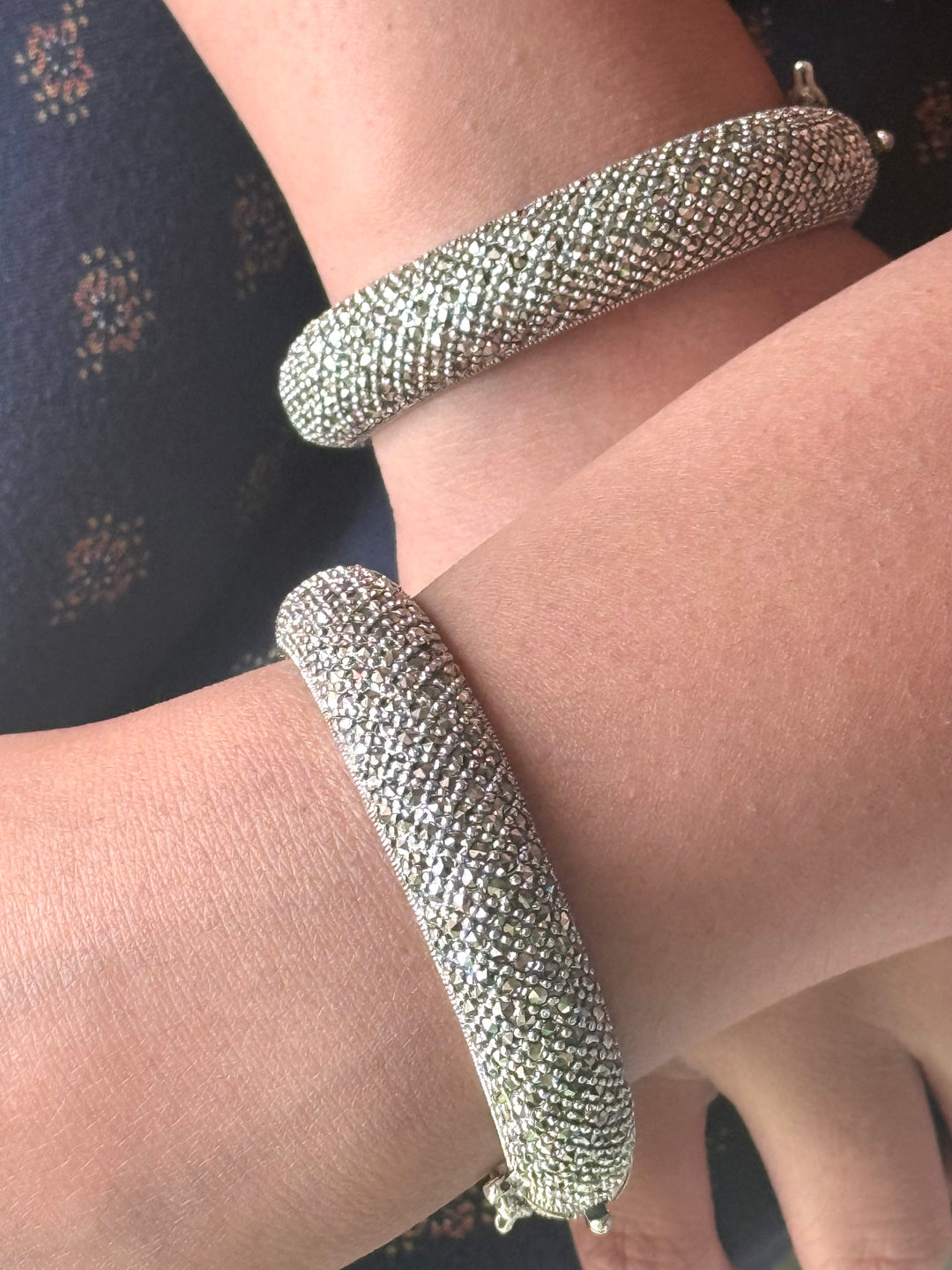SHIVKA Starry Night 925 Silver CZ Bangles | Set of 2 | Openable | 100g