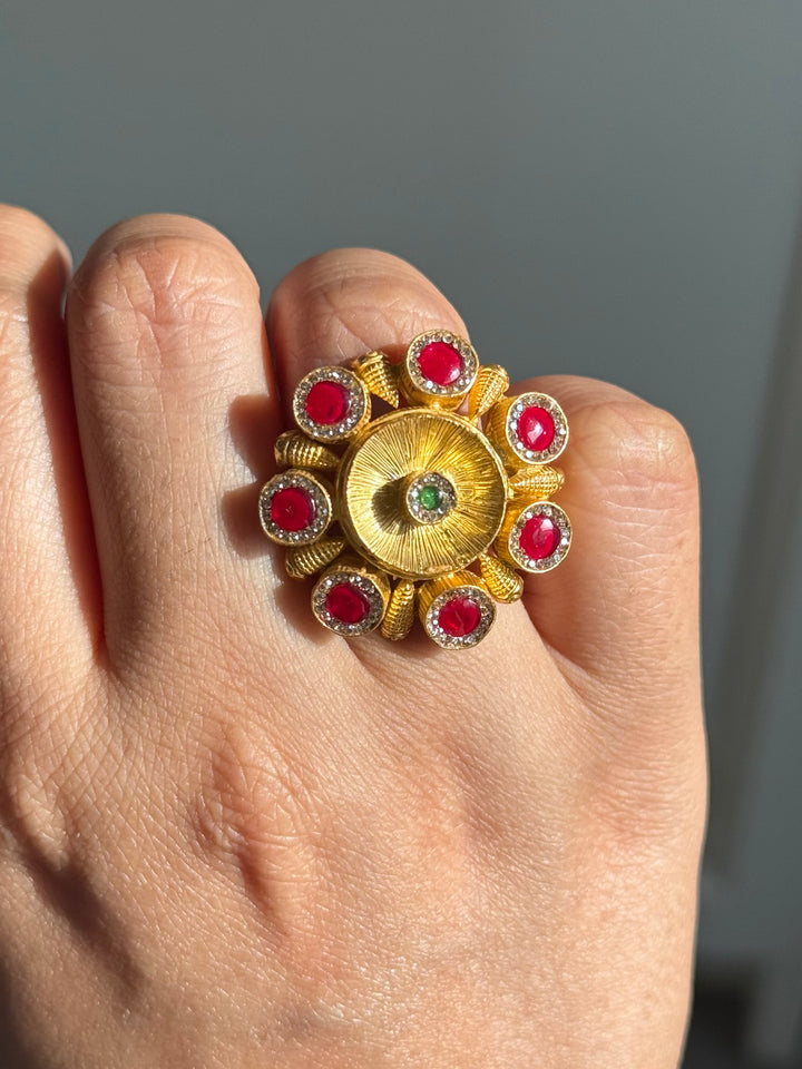 925 Silver Antique CZ Handmade Ring | Adjustable | SHIVKA
