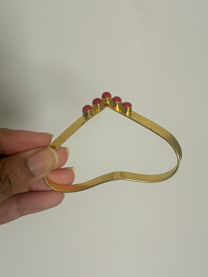 SHIVKA Coral Hand Harness | Brass Gold Polish | Natural Coral Stone | Handcrafted | 14g