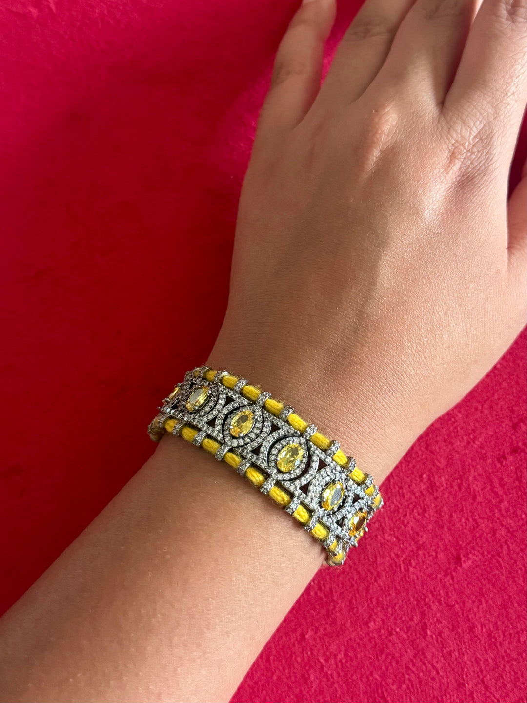 Handmade Designer CZ Bracelet | Rhodium Plated | SHIVKA