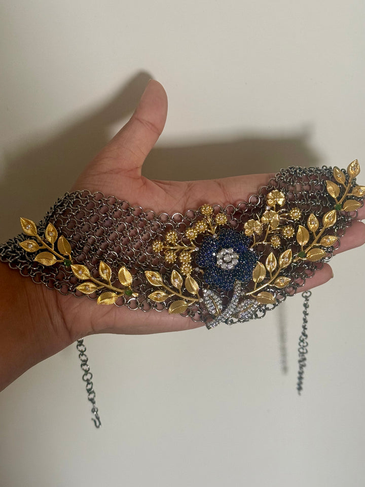 Handmade Floral Designer Necklace Set | Gold & Black Rhodium | SHIVKA