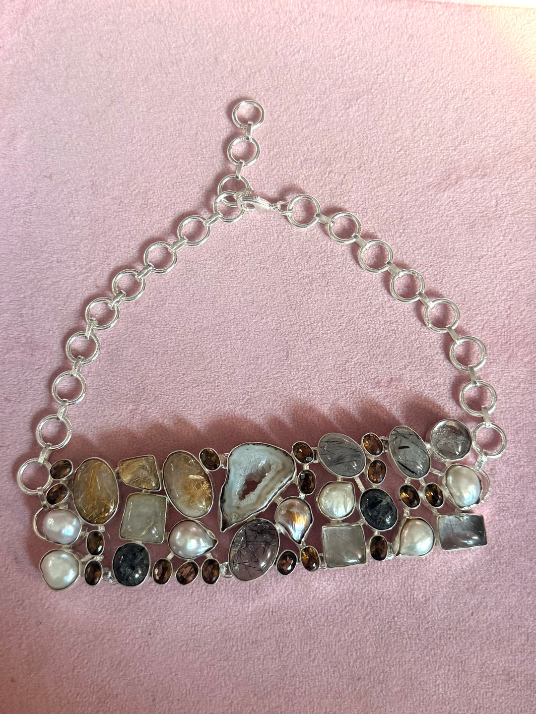 Statement Choker – Silver Brass, Adjustable Necklace