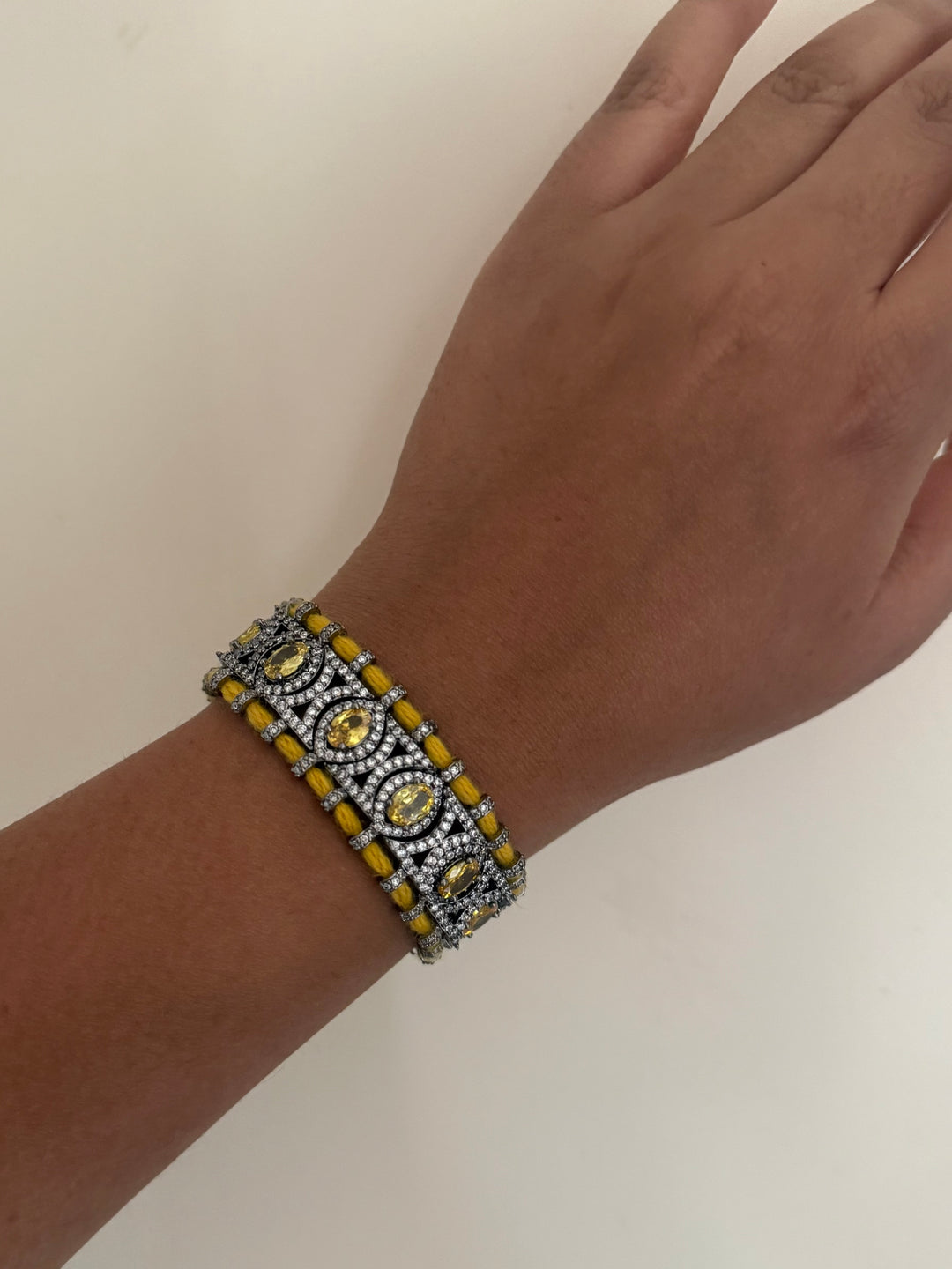 Handmade Designer CZ Bracelet | Rhodium Plated | SHIVKA
