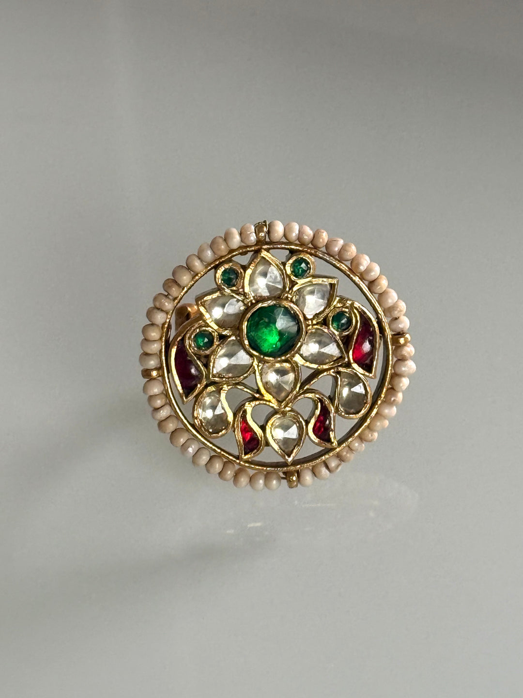 925 Silver Jadtar Gold Handmade Ring | Adjustable | SHIVKA