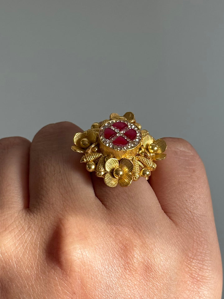 925 Silver Antique CZ Handmade Ring | Adjustable | SHIVKA