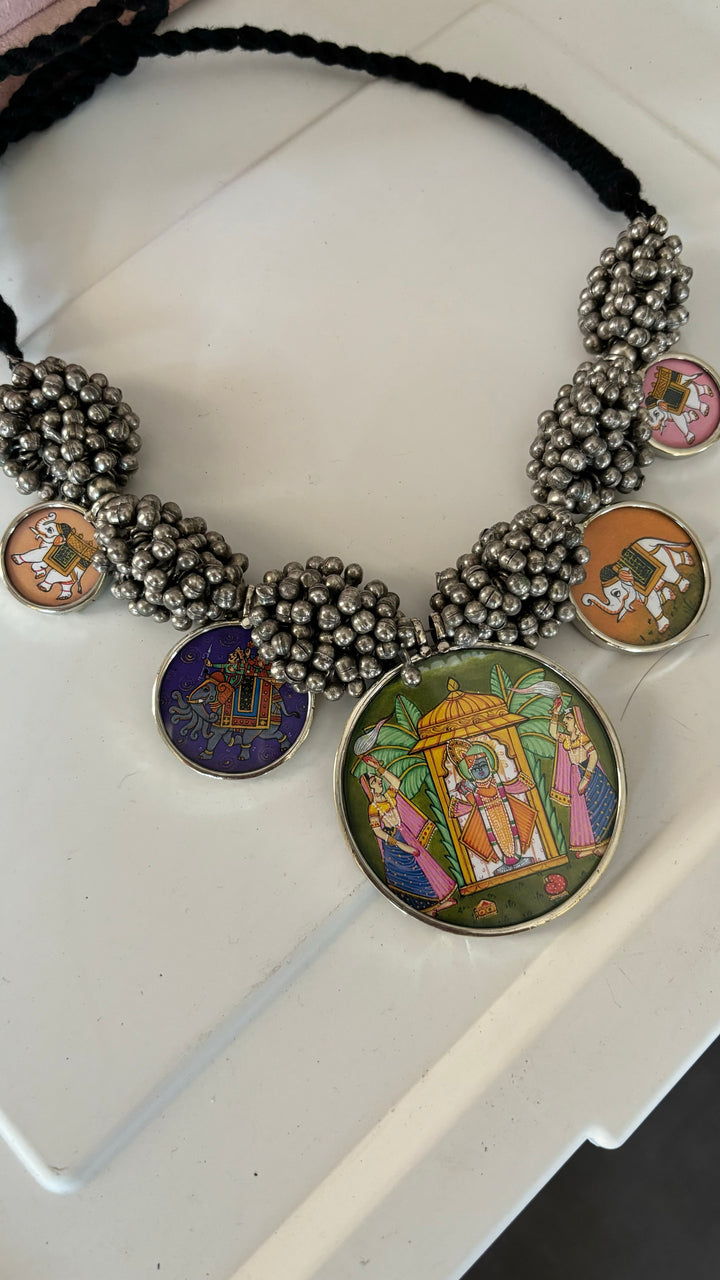 Exquisite Hand painted Ghungroo Pendant Necklace - Elevate Your Elegance