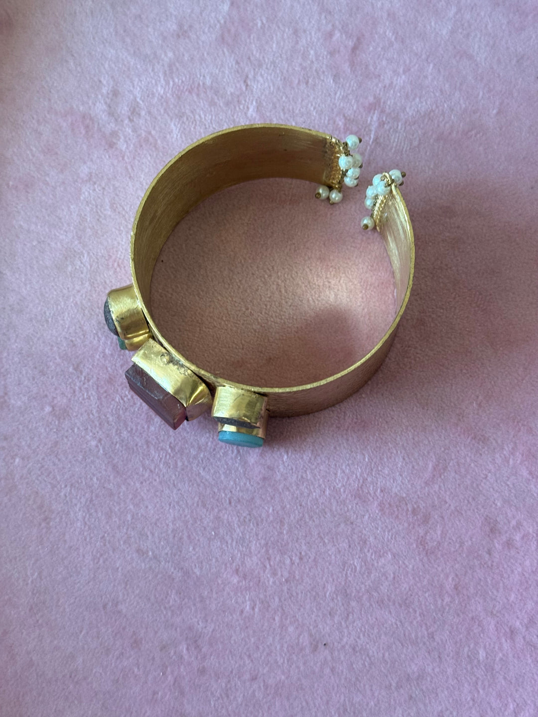 Exquisite Stone Studded Brass Open Cuff - Unparalleled Quality and Style